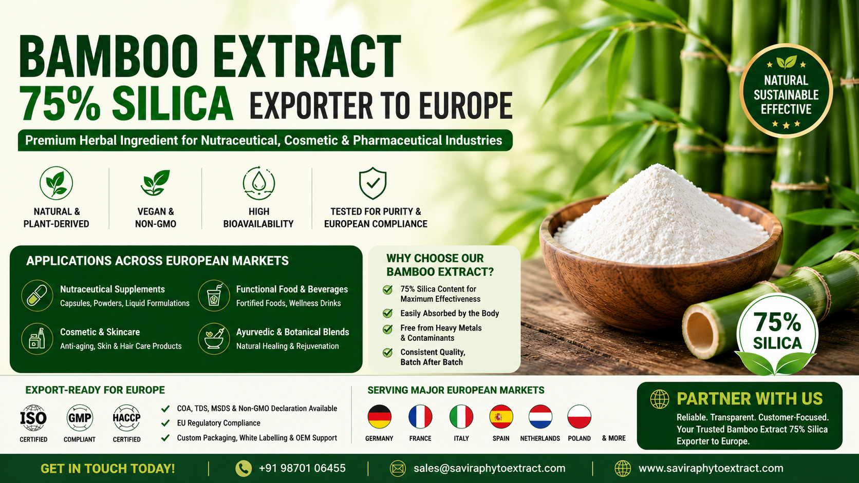 Bamboo Extract 75% Silica Exporter