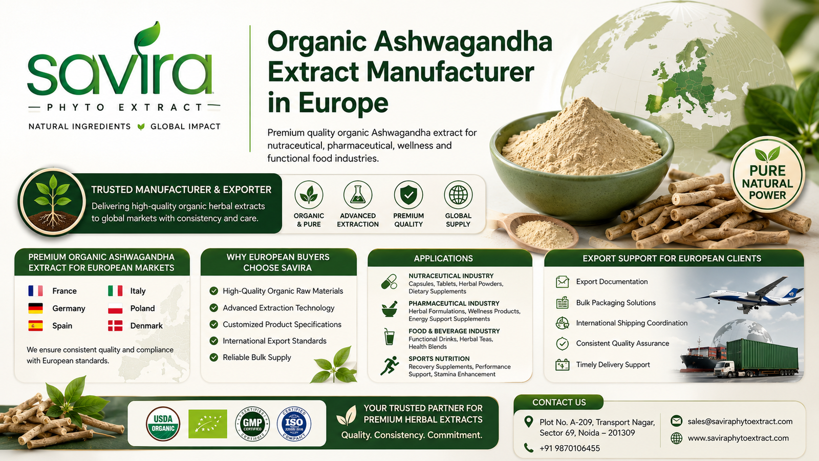 Organic Ashwagandha Extract Manufacturer in Europe