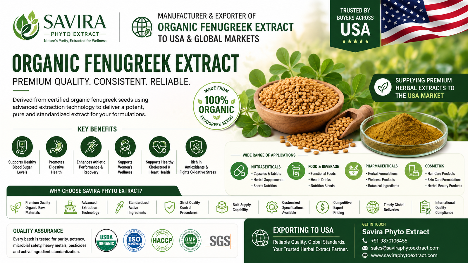 Organic Fenugreek Extract Exporter in USA