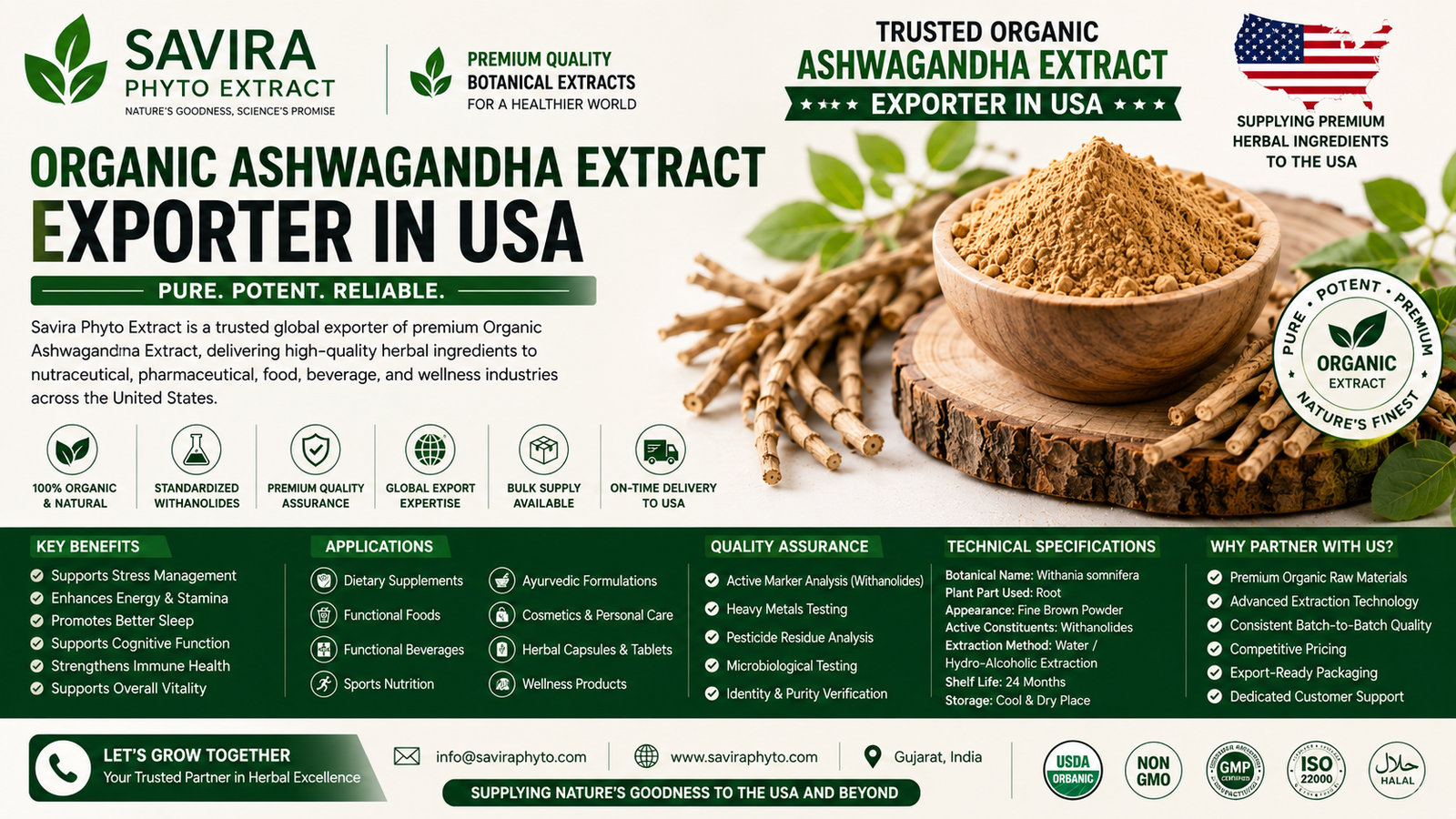 Organic Ashwagandha Extract Exporter in USA